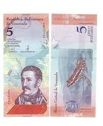 Banknot Wenezuela 5 Bolivares 2018 UNC 