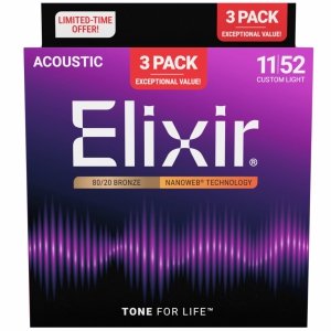 Struny ELIXIR NanoWeb 80/20 Bronze (11-52) 3pack