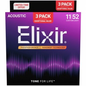 Struny ELIXIR NanoWeb Phosphor Bronze (11-52) 3pck
