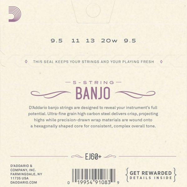 Struny do banjo 5str D'ADDARIO EJ60+ (9.5-20)
