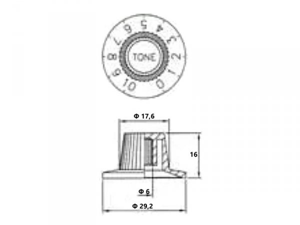 Gałka gitarowa VPARTS VKN-600 Witch Hat Tone (SV)