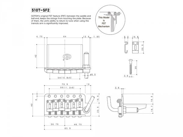 Tremolo GOTOH 510T-SF2 blok 37mm (CR)