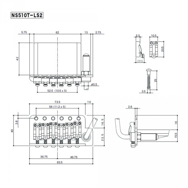 Tremolo GOTOH NS510T-LS2 blok 42mm (CK)
