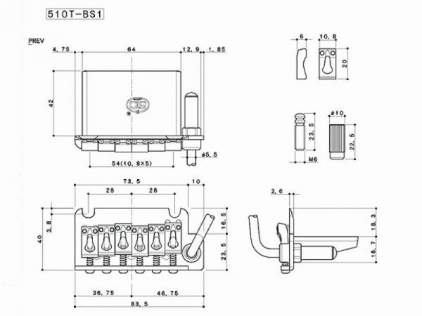 Tremolo GOTOH 510T-BS1 blok 37mm (CK)