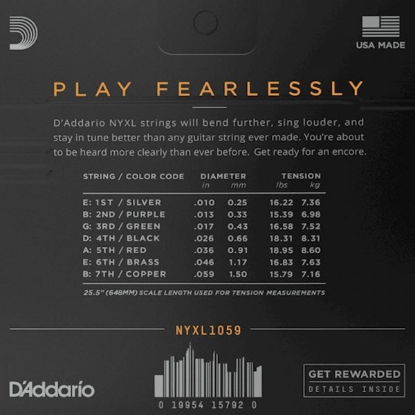 Struny D'ADDARIO NYXL Nickel Wound (10-59) 7str.