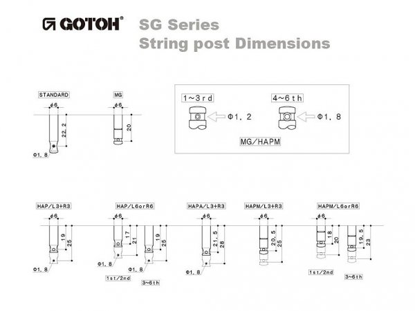 Klucze do gitary GOTOH SG381-05 (GD,6L)
