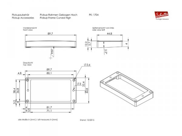 Wklęsła wysoka ramka humbuckera SCHALLER SH (RU)