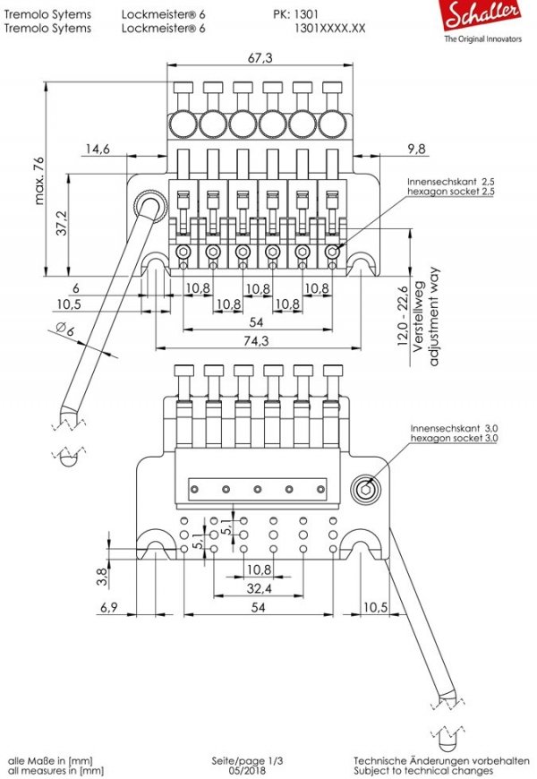 Tremolo SCHALLER LockMeister 6 37mm R2 (CR)