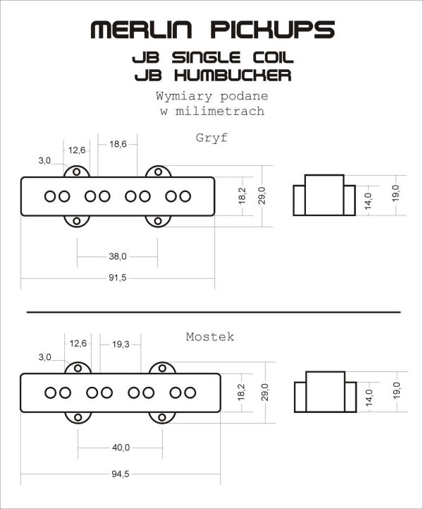 Przetwornik MERLIN JB Single Coil (CRE, neck)