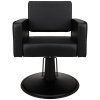 FOTEL FRYZJERSKI MIAMI SKAJ CZARNY/BAZA DYSK CZARNA (SUPER SALON)