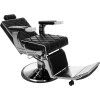 FOTEL BARBERSKI PRIMUS CZARNY/WSTAWKI BIAŁE/BAZA CHROM Z NAKŁADKĄ CZARNĄ (BARBER BY AYALA)