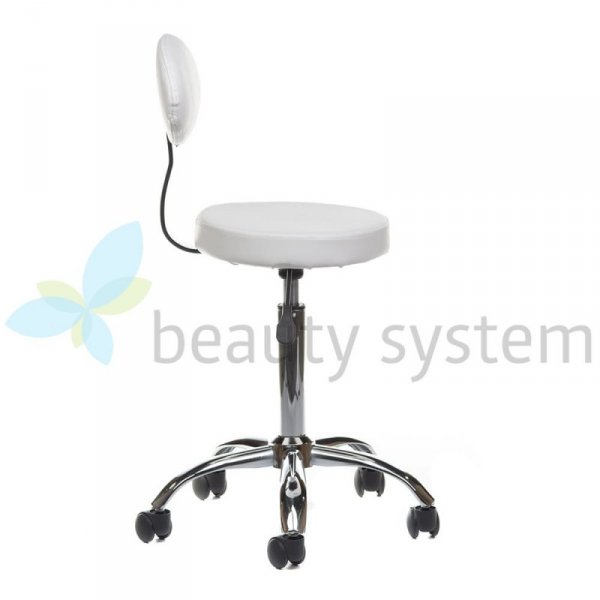 TABORET KOSMETYCZNY Z OPARCIEM BH-7289 BIAłY