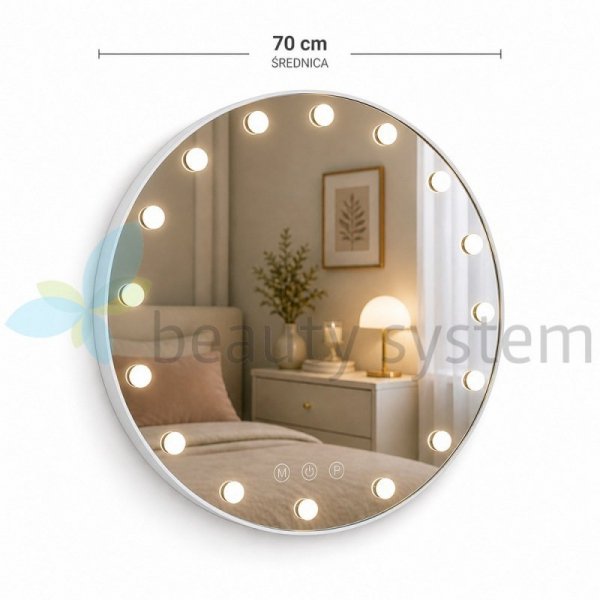 LUSTRO PODśWIETLANE LED HOLLYWOOD śR 70CM