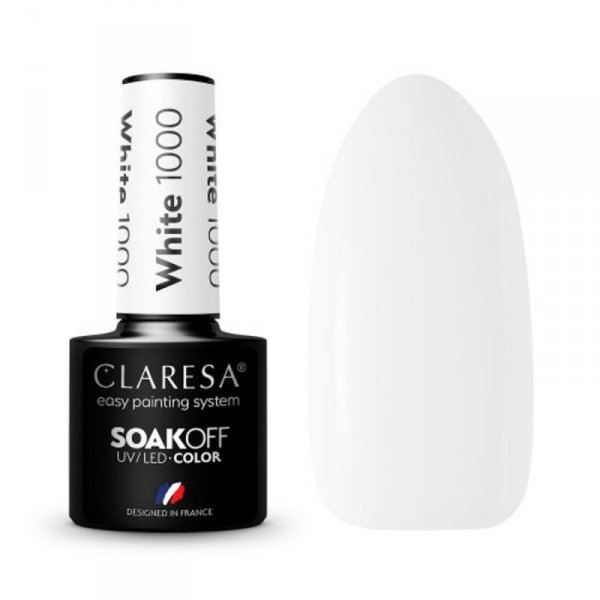 CLARESA Lakier hybrydowy WHITE 1000 -5g