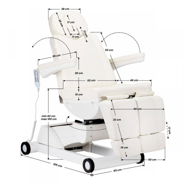 Fotel kosmetyczny elektryczny obrotowy Azzurro 873 pedi biały