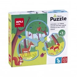 Puzzle trzyczęściowe Apli Kids - Zwierzęta i ich środowisko 3+