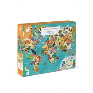 Puzzle edukacyjne z figurkami 3D Dinozaury 200 elementów 6 , Janod