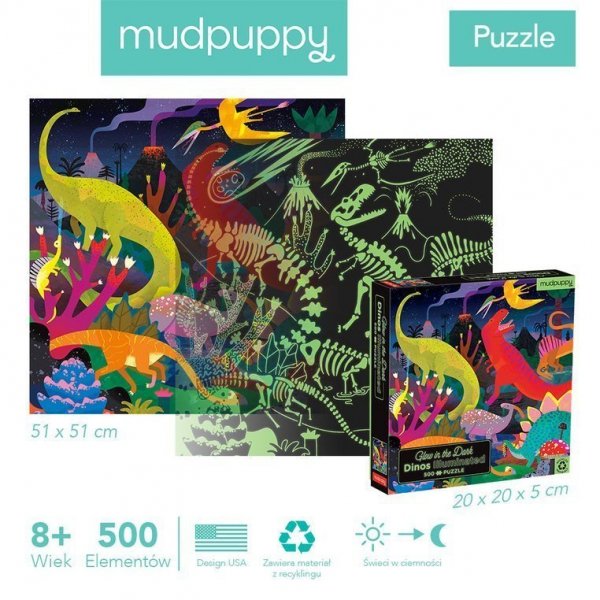Mudpuppy Puzzle rodzinne świecące w ciemności Dinozaury www.tuliki.pl