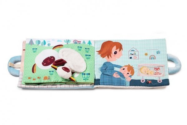 LILLIPUTIENS Miękka książeczka aktywizująca z mini - przytulankami „Baby boom” Farma 18 m