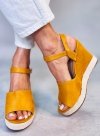 Sandałki na koturnie żółte FD-5M14 YELLOW