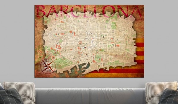Obraz na korku - Mapa Barcelony  [Mapa korkowa]