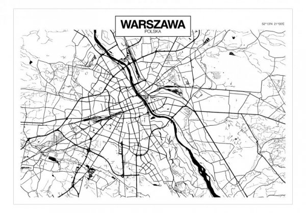 Fototapeta - Mapa Warszawy