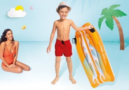 Deska do pływania dmuchana z uchwytami dla dzieci INTEX 58165 ORANGE