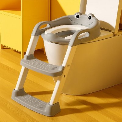 Nakładka na toaletę dla dzieci ze schodkami i drabinką szara ECOTOYS