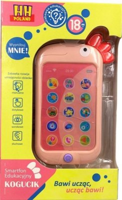 Edukacyjny telefon smartfon kogucik różowy Uczniaczek#CZ