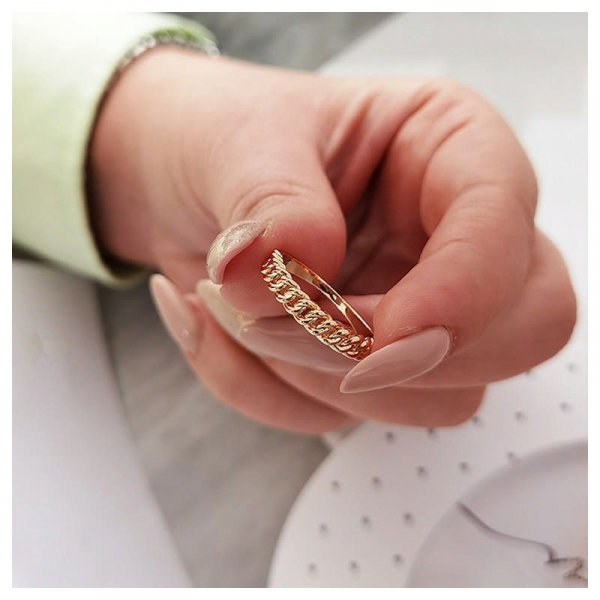 Pierścionek stal chirurgiczna platerowana złotem PST634, Rozmiar pierścionków: US8 EU17