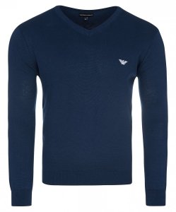 Emporio Armani sweter męski gładki granatowy