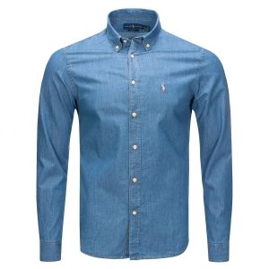 Ralph Lauren koszula jeans jeansowa męska gładka slim fit 