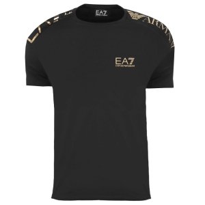 Emporio Armani EA7 t-shirt koszulka męska czarna złoty nadruk 6LPT23-PJ7CZ-1200
