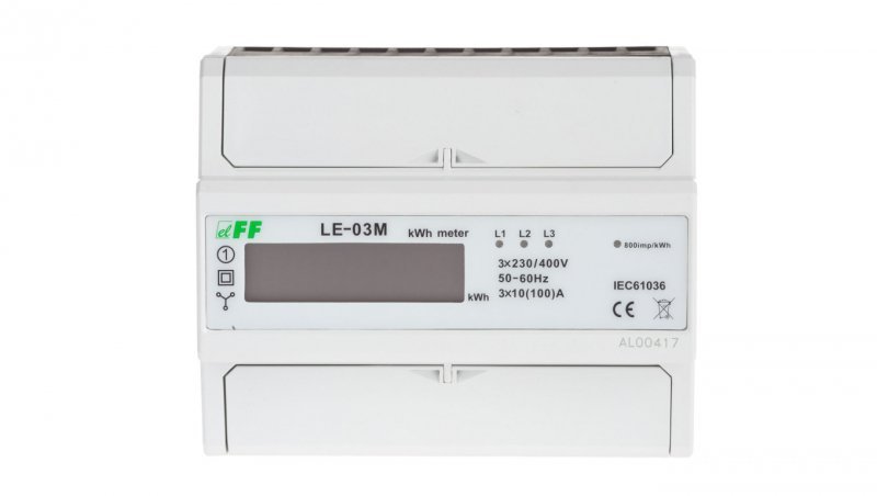 Licznik energii elektrycznej 3-fazowy 100A jednotaryfowy 230/400V z wyświetlaczem LCD LE-03M