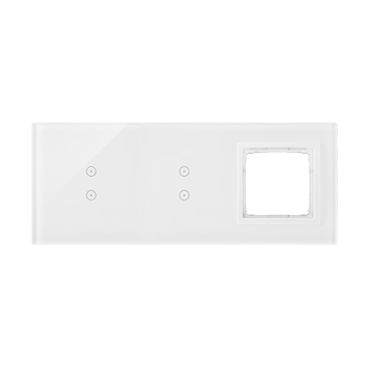 Panel dotykowy 3 moduły 2 pola dotykowe pionowe, 2 pola dotykowe pionowe, otwór na osprzęt Simon 54, biała perła