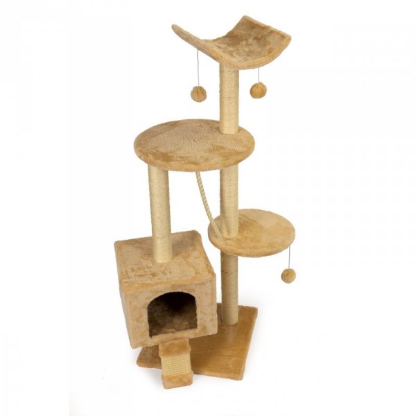 Drapak dla kota domek legowisko piętrowe wieża 120cm + zabawki