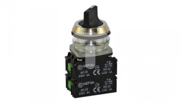 Przełącznik 2 położeniowy pokrętło 30mm czarny 2Z 2R bez samopowrotu W0-NEF30-P 2X2Y S