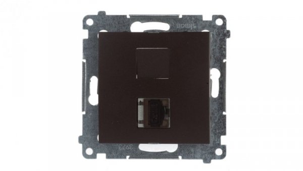 Simon 54 Gniazdo komputerowe pojedyncze RJ45 kat.6 ekranowane z przesłoną brąz mat D61E.01/46