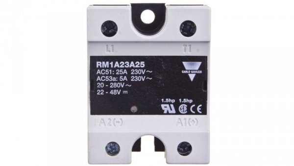 Przekaźnik półprzewodnikowy jednofazowy 24-265V AC 25A 20-280VAC/22-48VDC RM1A23A25