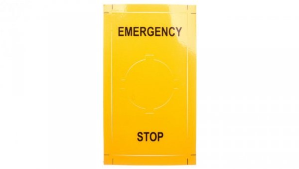 Tabliczka opisowa żółta prostokątna EMERGENCY STOP LPXAU110