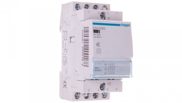Stycznik modułowy cichy 25A 0Z 4R 230V AC ESC426S