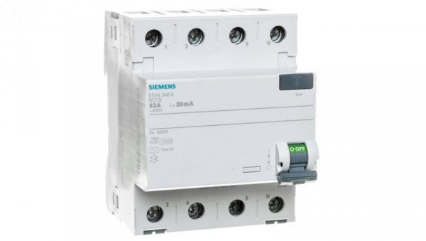 Wyłącznik różnicowoprądowy 4P 63A 0,03A Typ AC 30mA 400V SENTRON 5SV4346-0