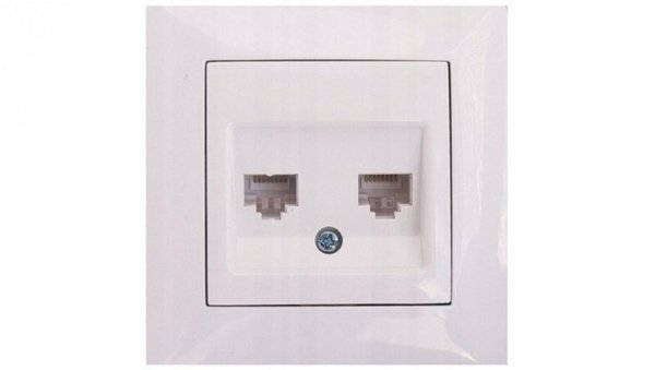 Wesa Gniazdo komputerowe podwójne RJ45 białe LC-41