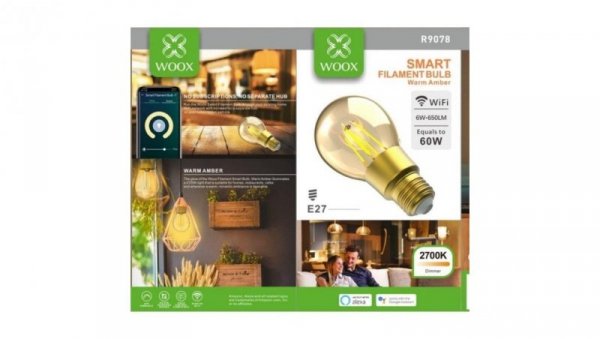 Smart żarówka Retro WiFi LED 6W E27 Filamentowa Woox R9078