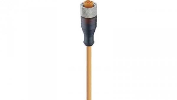 Kabel konfekcjonowany jednostronnie M12 4-pinowy złącze żeńskie proste z gwintem samoblokującym PVC pomarańczowy RKT 4-07/10 M