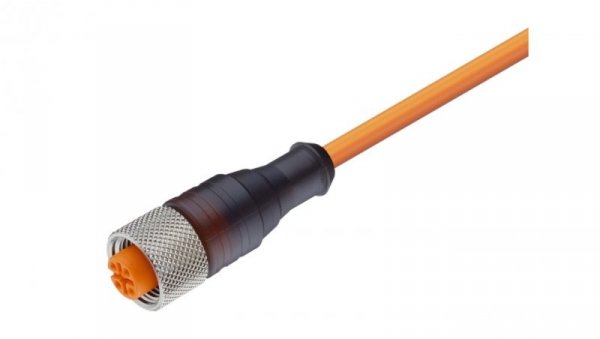 Kabel konfekcjonowany jednostronnie M12 5-pinowy złącze żeńskie proste z gwintem samoblokującym PVC pomarańczowy RKT 5-56/2 M