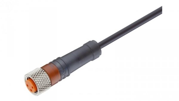 Kabel konfekcjonowany jednostronnie M8 3-pinowy żeńskie proste złącze z samoblokującym gwintem czarny PUR RKMV 3-224/2 M