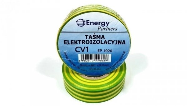 Taśma elektroizolacyjna PCW (19mm x 20m x 0.13mm) żółto-zielona