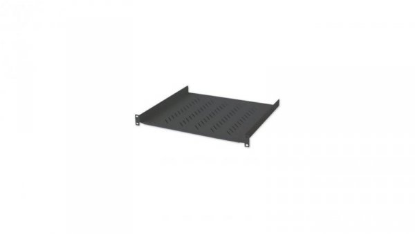 Półka 1U 400mm rack 19, 2 pkt mocowania, perforowana czarna