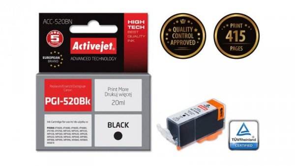 Tusz Activejet ACC-520BN (zamiennik Canon PGI-520BK Supreme 20 ml czarny)